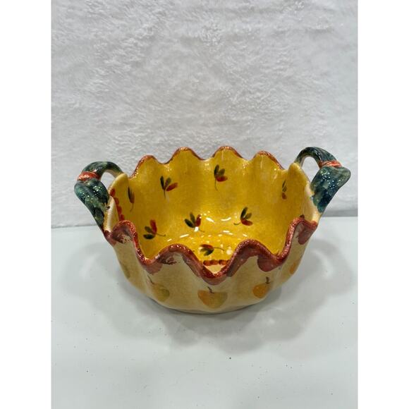 Vtg Hand Painted Multicolor Fruit 1970's Made In Italy Ceramic Serving Bowl - Picture 1 of 10